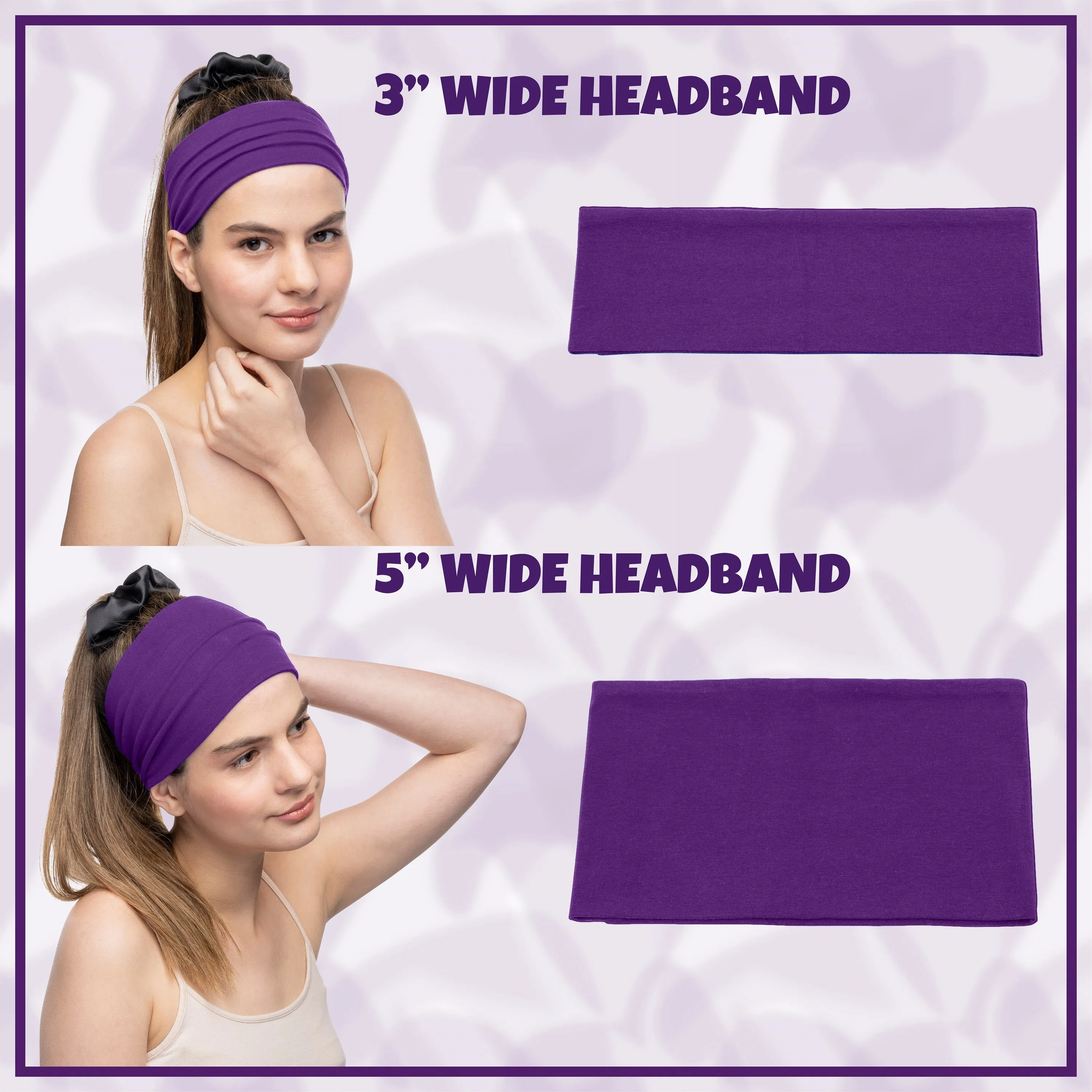 Women's Headbands Cotton Jersey 5" Wide Yoga Fitness Fashion Made in the USA Fuchsia