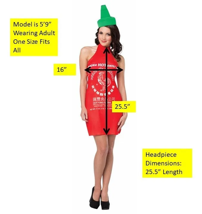Womens Sriracha Sauce Dress & Headband Costume