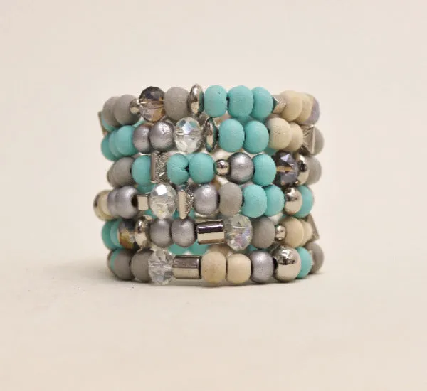Wood and Crystal Spiral Cuff