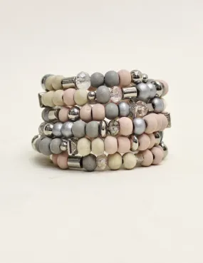 Wood and Crystal Spiral Cuff