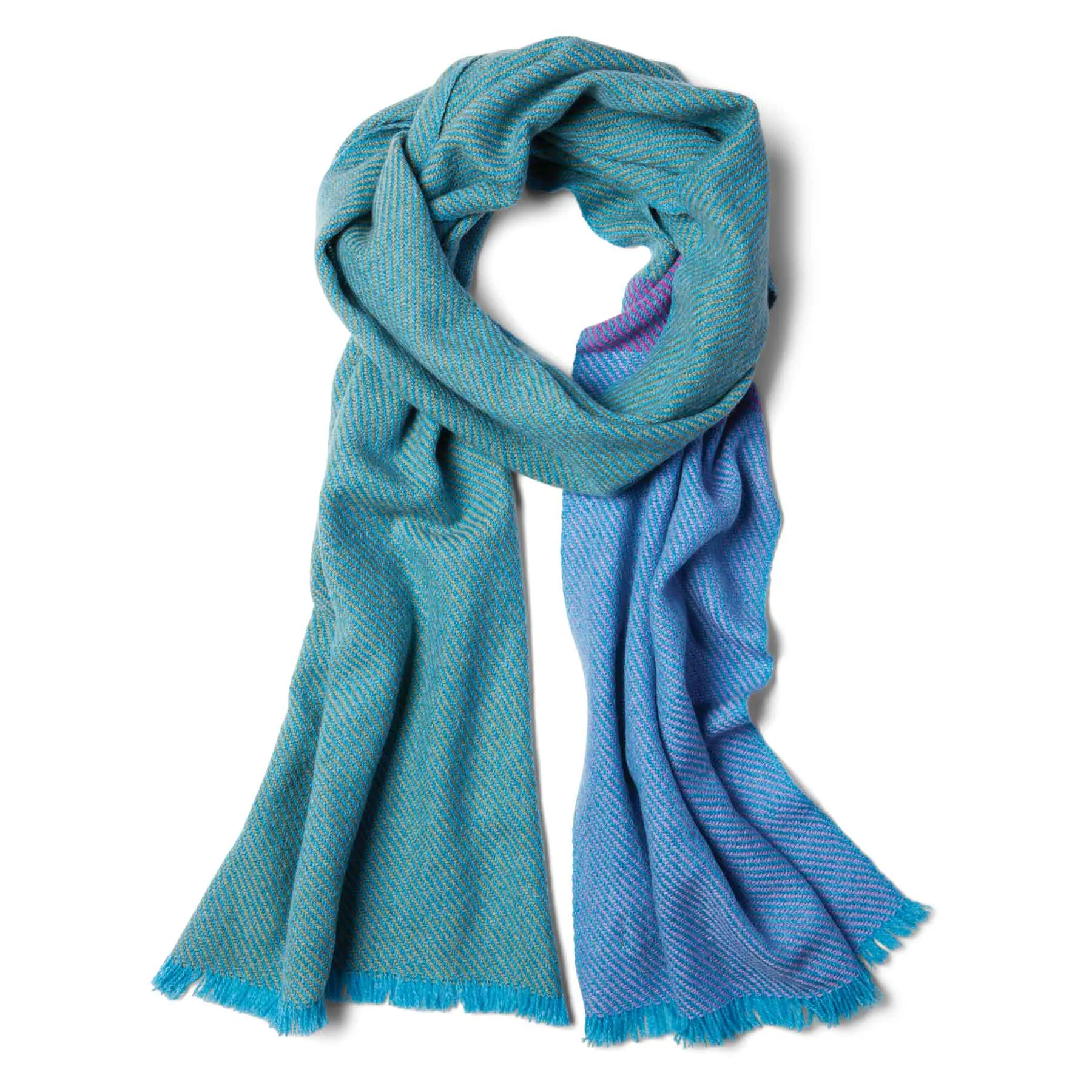Wool Color Block Scarf- Blue and Purple