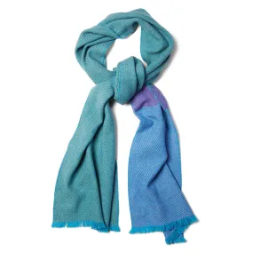 Wool Color Block Scarf- Blue and Purple
