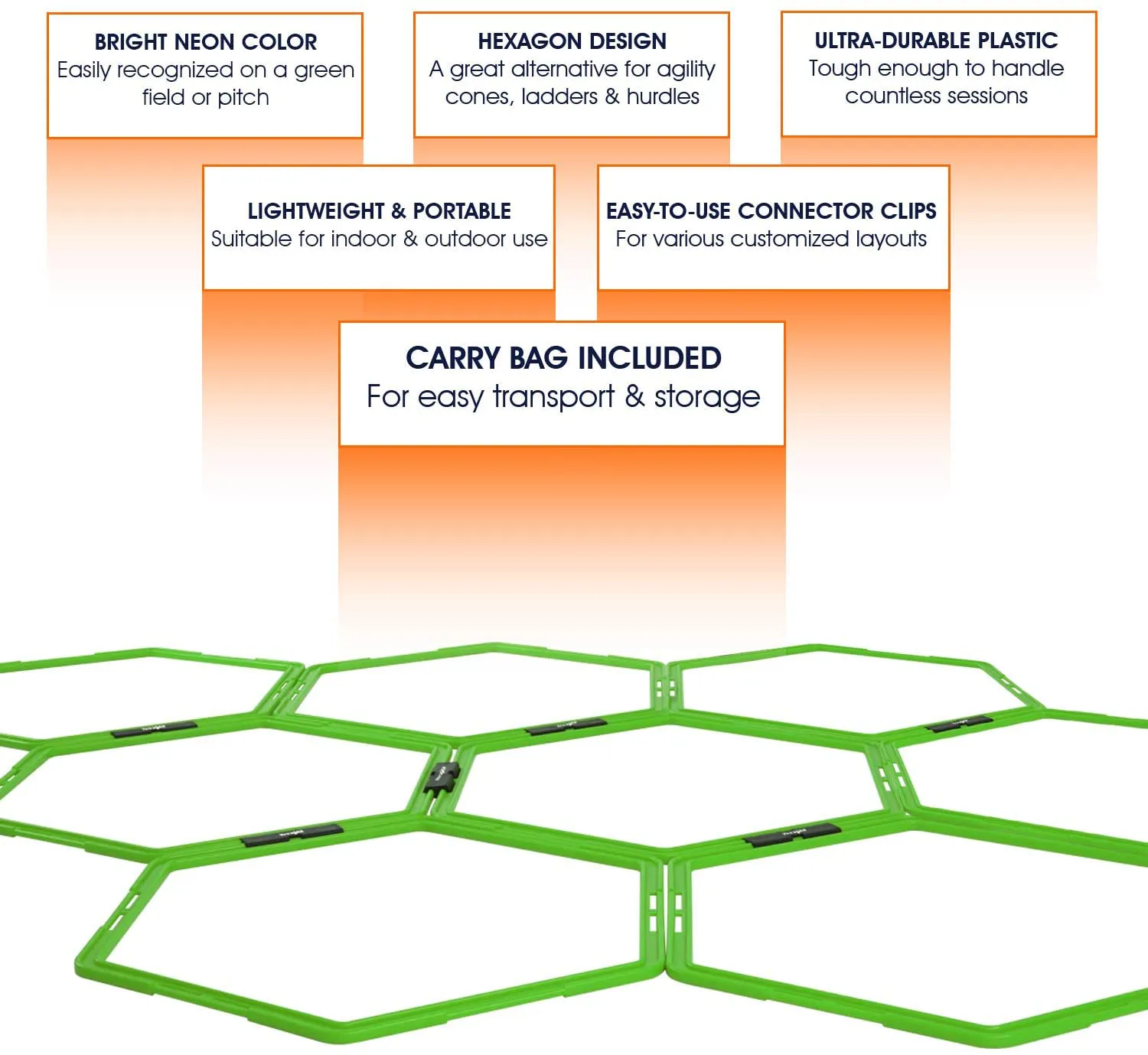 Yes4All Ultimate Hexagonal Speed & Agility Rings with Carrying Bag (Set of 6 Rings, 8 Rings & 12 Rings)