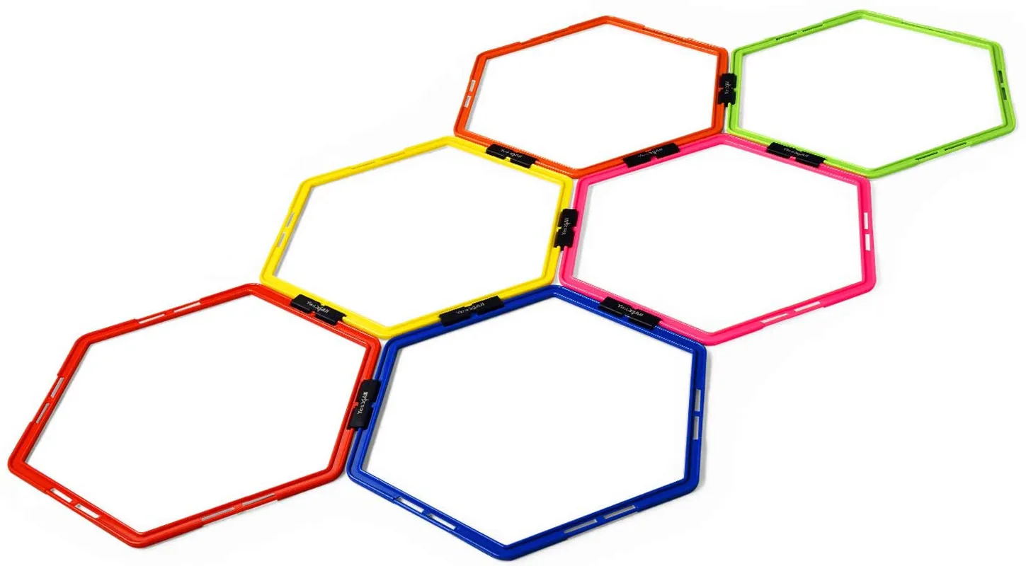 Yes4All Ultimate Hexagonal Speed & Agility Rings with Carrying Bag (Set of 6 Rings, 8 Rings & 12 Rings)