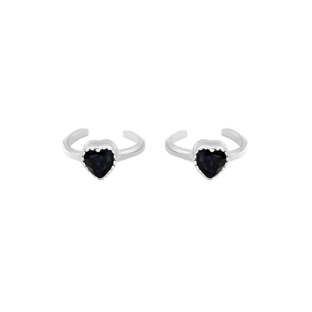 Zarkan Black Gem Nazariya 925 Silver Toe Ring
