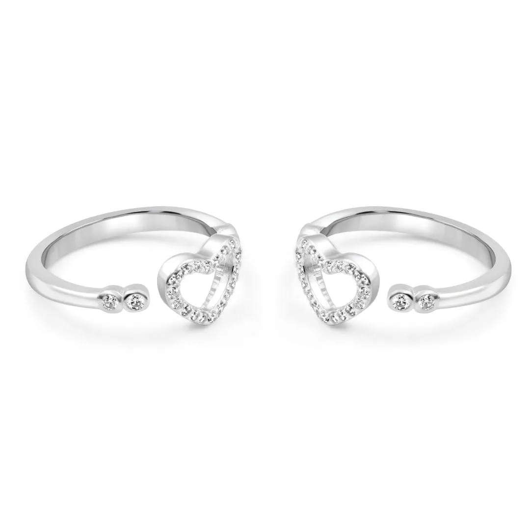 Zarkan Locked Heart Silver Toe Rings