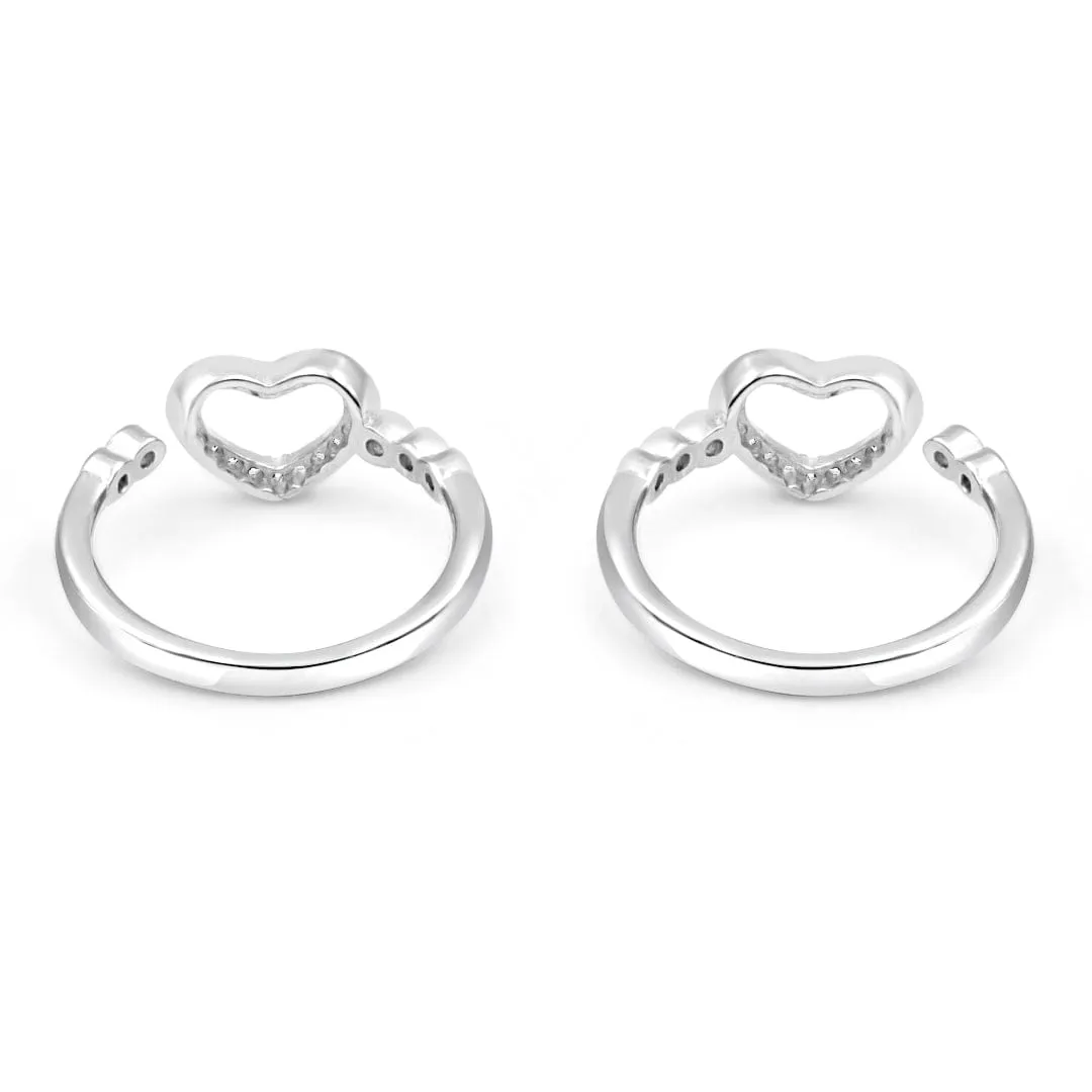 Zarkan Locked Heart Silver Toe Rings
