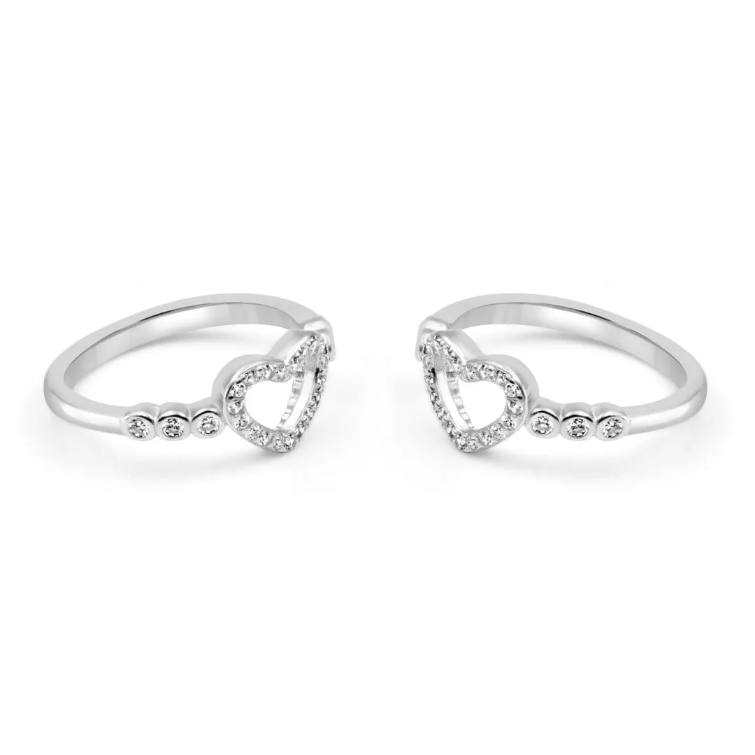 Zarkan Locked Heart Silver Toe Rings