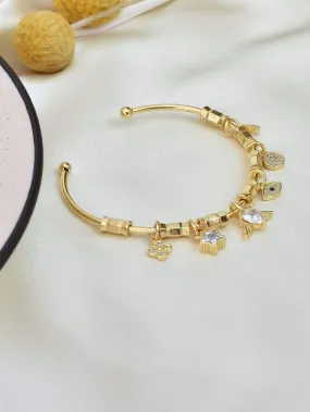 Zenith Multi Charm Gold Cuff Bangle